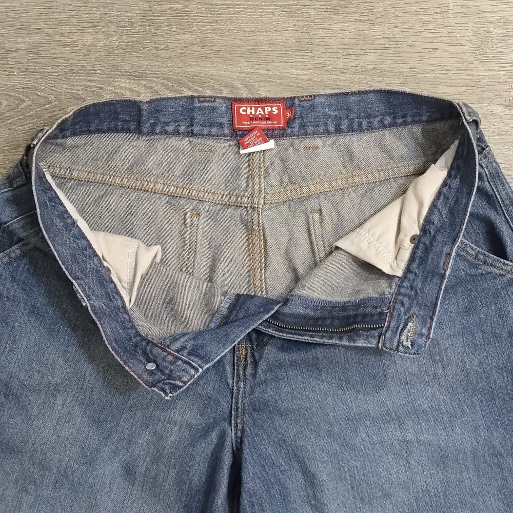 Vintage Y2K Chaps Denim Baggy Carpenter‎ Shorts Mens Size 34 Med/Dark Wash - Picture 8 of 16
